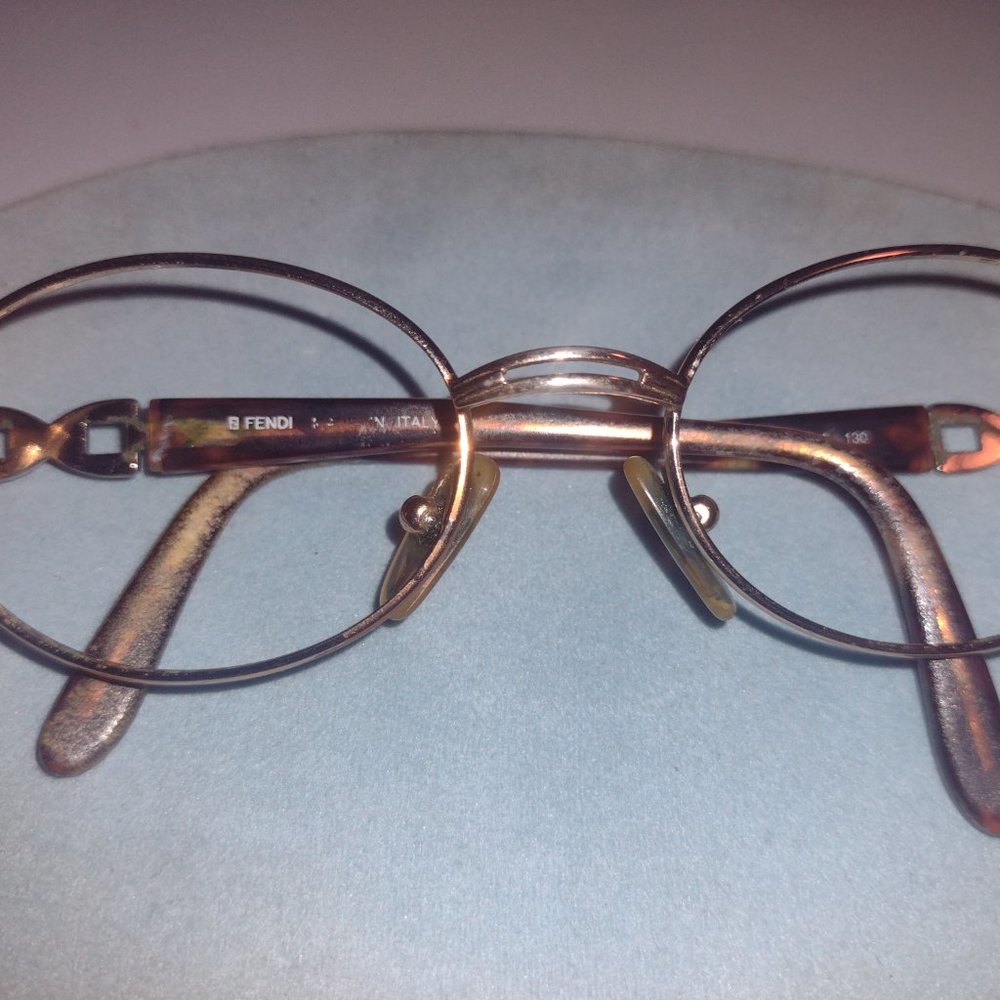 Fendi F 70 Mocha 130 - Gold Tone Tortoise Chain Arm Eyeglass Frames Eyeglasses